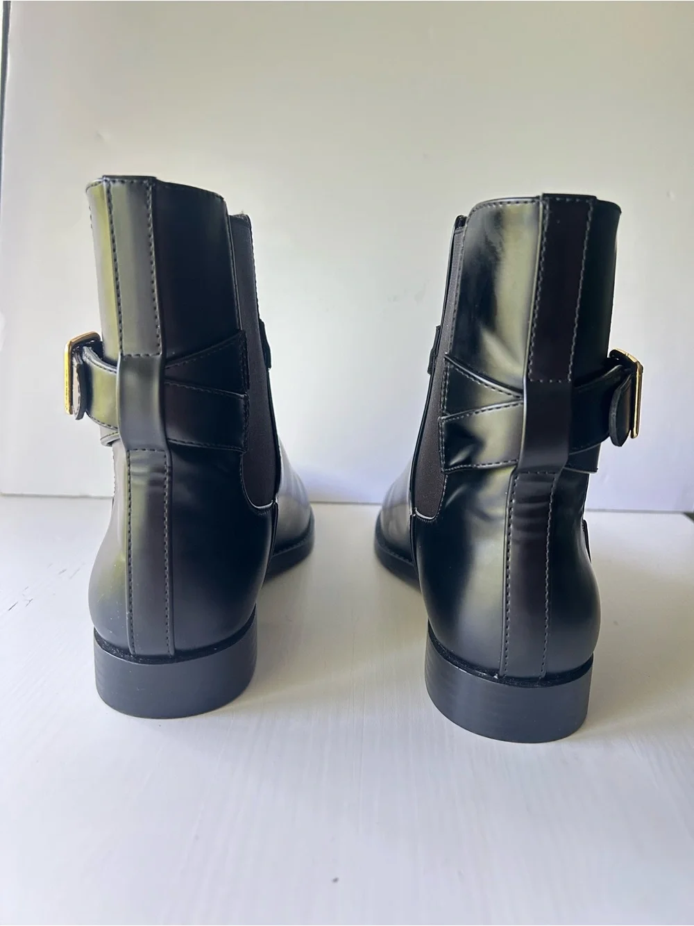 Mango MGO Piero Black Women's Chelsea Boots with Elastic and Gold Side Buckle
